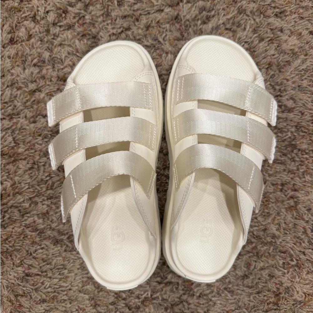 UGG Cream Triple-Strap Goldenglow Platform Sandals, size 7 - Picture 2 of 10